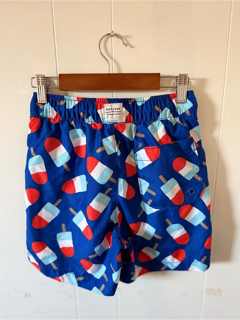 GAP Boys Blue Popsicle Swim Shorts with Red & Light Blue Print